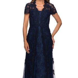 NWT La Femme 28195SC Lace Mother of the Bride Dress Navy Size 8